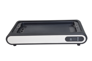 Gril électrique sans fumée 1500W avec gril/poêle antiadhésif 2-en-1, gril coréen portable, couvercle en verre, plat simple, noir - Product Image 2