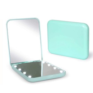 Cầm tay 2X Độ phóng đại <span class=keywords><strong>LED</strong></span> ánh sáng nhỏ gọn trang điểm gương túi kích thước với ABS kết thúc có thể gập lại Du Lịch Mỹ phẩm gương Quà Tặng - Product Image 3