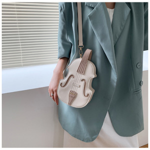 Neuankömmling kreative lustige Persönlichkeit Simulation Violine Pu Umhängetasche Mini Double Metal Lock verstellbare Reiß verschluss Handtasche - Product Image 6