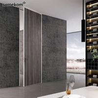 Portes encastrées en aluminium à texture bois, portes intérieures en bois intégrées sans cadre, porte secrète invisible pour pièce