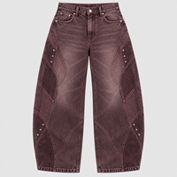 Jeans Baggy Personnalisés pour Hommes, Coupe Large, Effet Délavé, Panneaux Patchwork, Cloutés, Style Vintage Streetwear, Pantalons en Denim, Vente en Gros B2B OEM