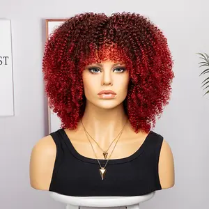 Афро-взрывные пышные кудряющие парики с челкой синтетические Омбре Косплей парики женские вечерние синтетические Смешные волосы для наращивания