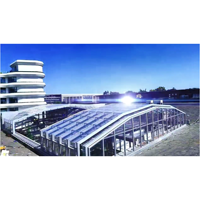 Maison d'extérieur moderne de 8x12ft, véranda mobile en acier galvanisé, toit en pente, cloison de séparation en verre sans cadre, aluminium étanche
