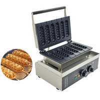 Machine à corn-dogs 1500W, machine à gaufres en bâtonnets commerciale, 6 pièces, en acier inoxydable, pour restaurant, boulangerie, snack, hôtel