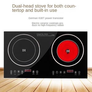 Table de cuisson à induction 2000W haute puissance, panneau microcristallin noir, surface en acier inoxydable, commande tactile, usage commercial, 24 zones intégrées - Product Image 5