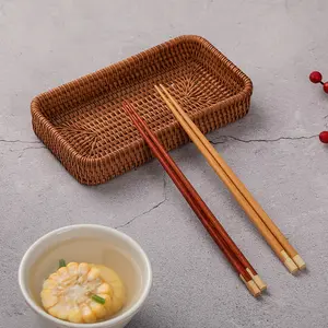 Корзина для хранения ножей и вилок, набор из бамбуковой древесины, японские палочки для еды, заостренные бытовые лакированные палочки