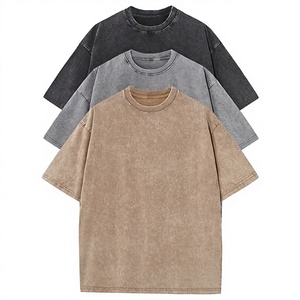 T-shirt décontracté vintage délavé à l'acide 100% coton respirant à manches courtes pour hommes, coupe ample, vente en gros - Product Image 1