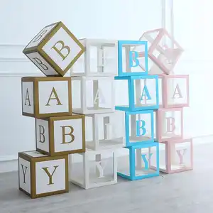 Großhandel ballons baby namen-Ballon Box Transparente Ballon Dekorationen Boxen für Baby First Birthday Party Briefe