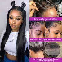 Peluca de Cabello Humano Virgen Vietnamita Liso Natural de Primera Calidad con Encaje Frontal Invisible HD 13x6 para Estilistas