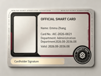Carte d'identité intelligente personnalisée en PVC, style simple, imprimée, avec micro-texte anti-contrefaçon et sceau de sécurité