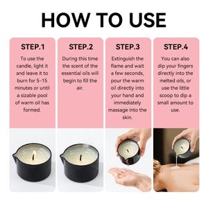 50g 200g 4oz 6oz Round Shape Massage Oil <b>Soy</b> Wax Black Metal Massage <b>Candle</b> Tin with Pour Spout for Salon Home Use - Product Image 5