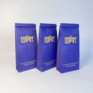 Sacs à collation en papier kraft personnalisés avec logo, doublure anti-graisse et fermeture à lien métallique pour pop-corn, lait et restauration rapide lors d'événements cinématographiques - Product Image 2