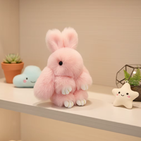 Porte-clés en peluche lapin de 15 cm avec pompon et anneau porte-clés, personnalisable en coton et silicone pour la décoration de sac
