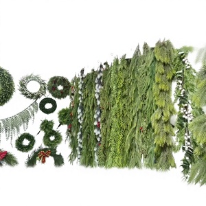 Guirnalda de Navidad para escaparates, decoración de ventanas de tiendas, colgante para puertas, plantas verdes artificiales estilo bosque - Product Image 1