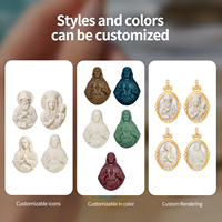 Collana con Ciondolo Cammeo della Madonna, Scultura in Rilievo 3D, Statua Religiosa, Charm per Regalo Personalizzato