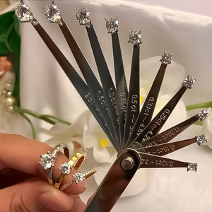 Kits de mesure pour vendeurs de bijoux, <span class=keywords><strong>baguette</strong></span> de mesure de diamants de 0,1 à 2 carats, jauge de <span class=keywords><strong>taille</strong></span> de pierre ronde de 10 carats - Product Image 2