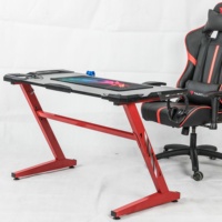 CEO de luxe en forme de Z mobilier de bureau en bois pour PC nouvelles tables élévatrices de course pliables lumières LED RVB configuration de jeu en gros