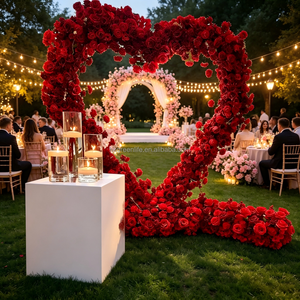 Décoration de Fiançailles et Mariage : Centres de Table en Soie et Plastique avec Roses Rouges, Arches Cœur de 7-8 pieds pour Mariée - Location - Product Image 1