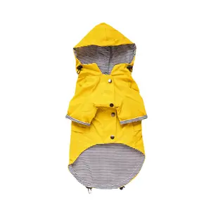 Pet Dog Clothes Raincoat British Style Outdoor Jacket 5XL Big Dog Stripe Lining Dog Poncho Windproof And Rainproof