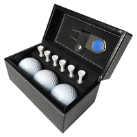 Coffret cadeau d'accessoires de golf, kit de golf haut de gamme en cuir avec 3 balles de golf, 6 tees de golf et outil de réparation de divots magnétique