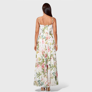 <span class=keywords><strong>Robe</strong></span> <span class=keywords><strong>mi</strong></span>-<span class=keywords><strong>longue</strong></span> évasée sans col, style européen et américain, vintage, à bretelles, imprimée, en polyester, collection Printemps-Été - Product Image 2
