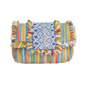 กระเป๋าคลัทช์ผ้าฝ้ายสไตล์โบฮีเมียนสำหรับผู้หญิงอินเดีย ทำด้วยมือ ประดับลูกปัด  จุของได้เยอะ เหมาะสำหรับงานกลางคืน ช้อปปิ้ง สะพายไหล่ - Product Image 1