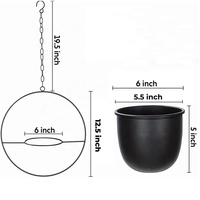 Jardinière suspendue en métal noir boho pour plantes d'intérieur Pot de fleur mural minimaliste du milieu du siècle et support de Pot de plante suspendu au plafond