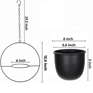 Jardinière suspendue en métal noir boho pour plantes d'intérieur Pot de fleur mural minimaliste du milieu du siècle et support de Pot de <span class=keywords><strong>plante</strong></span> suspendu au <span class=keywords><strong>plafond</strong></span> - Product Image 5