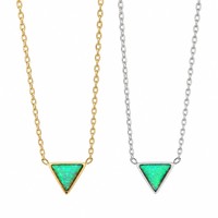 Vente en gros, prêt à expédier, bijoux en acier inoxydable, collier avec pendentif en opale naturelle plaqué or 18 carats