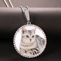 Meilleure vente unisexe à la mode XL 68mm forme géométrique Photo cadre photo pendentif plateaux rhodium laiton colliers Zircon corde chaîne