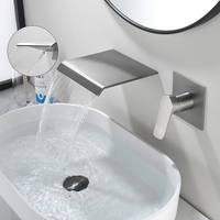 Robinet de douche mural LESUN moderne et simple en laiton, à poignée unique, 3 trous, avec design cascade décoratif