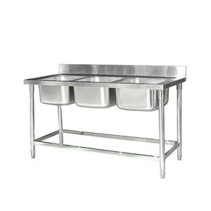 VICTORY KITCHEN 20% de réduction sur l'évier à trois bacs en acier inoxydable de haute qualité, modèle hospitalier WKTS-1868, argent - Product Image 5