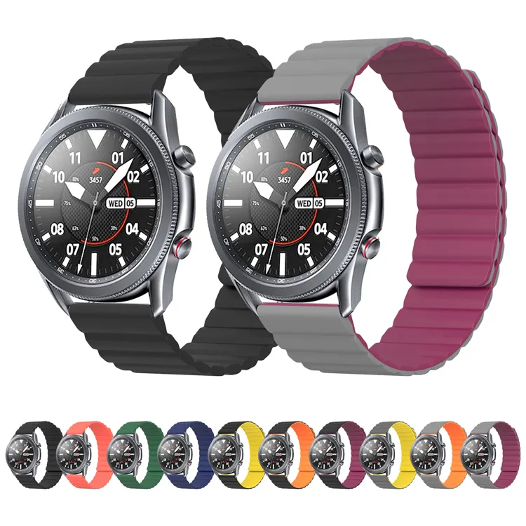 Single Dual Color 20mm 22mm Rubber Smart Watch Straps Silicone Magnetic Watch Band for Samsung Galaxy Watch 4 Armband