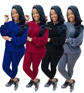 S-3XL High quality winter workout clothing fall set woman round neck long sleeve women jogging training wear suits