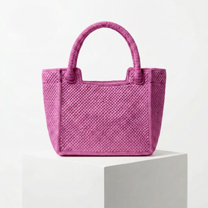 Bolso Tote Tejido de Paja con Asas Naranjas, Estilo Bohemio, Bolso de Compras de Verano, Forro de Algodón, ANA Madagascar H25L25B10cm - Product Image 5
