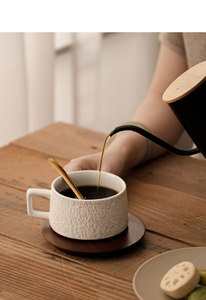 Tazza da Caffè in Ceramica Stile Medioevale con Base in Legno, Lavabile in Lavastoviglie e Utilizzabile <span class=keywords><strong>nel</strong></span> Microonde, per Casa e Hotel, Nuovo Stile Cinese - Product Image 5