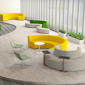 Ensemble de meubles modulaires pour zone de réception en tissu au design moderne F132, mobilier de bureau F132 - Product Image 1