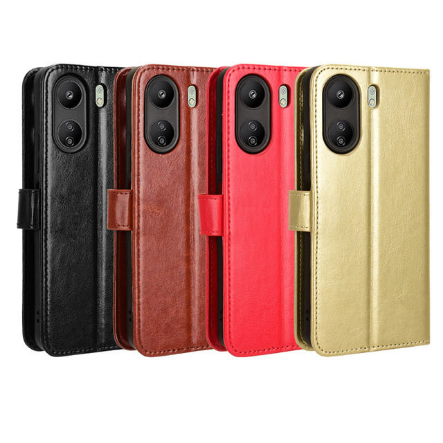 For Redmi 13C Wallet Case, Retro PU Leather Wrist Strap Card Holder Kickstand Flip Folio Mobile Phone Cover for Xiaomi Redmi 13C