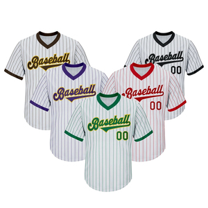 Groothandel Team Baseball Jersey Tee Shirts V-hals Gepersonaliseerde Sublimatie Print Logo Trui Losse Baseball Shirt - Product Image 1