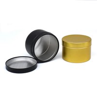 Heißer Verkauf 50ml Schwarz Weiß Rot Gold Runde Aluminium Blech Glas Metall Verpackung Behälter Topf zur Aufbewahrung von Kerze
