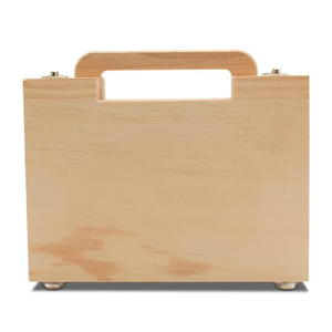 Wooden Toolbox Portable <b>Storage</b> <b>Box</b> 265mm Depth Polished Surface For <b>Tools</b> And Organizing - Product Image 2