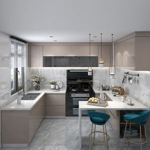 Vendre comme des gâteaux chauds finis préfabriqués directement à l'usine, couleur douce de guérison rose, armoire de cuisine brillante fabriquée en chine - Product Image 2