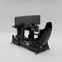 Cockpit de simulation de course en aluminium 40160, configuration complète avec siège, support d'écran et base de volant, pour simulateur de course et jeux PC