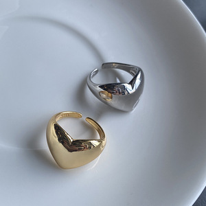 Anillo de corazón de Metal liso Simple para mujeres y hombres, anillo de moda, joyería de fiesta elegante coreana, regalos de pareja - Product Image 5