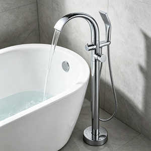 Colonne de douche autoportante d'extérieur en laiton noir mat avec douchette pluie pour piscine, jardin, plage - Product Image 5