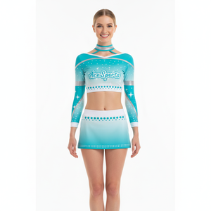 Custom Sexy Meisje Cheerleader Kostuum Hot Spandex Kinduniformen Met Strass Gedrukte Technieken Sublimatie Set - Product Image 2