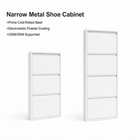ASSOC — Meuble à chaussures en acier, 3 à 4 niveaux, fin; rangement compact pour l’entrée; organisateur de chaussures; OEM/ODM acceptés