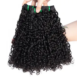 10a 11a Fumi Super doppelt gezeichnetes jungfräuliches indisches Menschenhaar Pixie Curls 3 Bündel mit Spitzen front verschluss