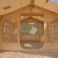 13.68 ㎡   Grande tente de camping gonflable en coton, 5000 mm, imperméable, double porte, type AB, tente pneumatique pour le glamping en plein air, événements familiaux