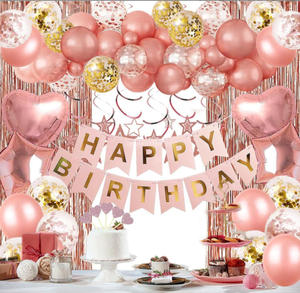 Globo de Látex Duradero con Diseño de <span class=keywords><strong>Feliz</strong></span> Cumpleaños, Día de la Madre, Graduación, Halloween, Año Nuevo, Acción de Gracias, Color Oro Rosa - Product Image 1